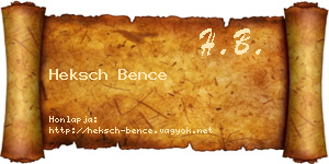 Heksch Bence névjegykártya